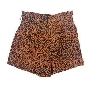 Le Lis Brunch Babe black brown Leopard Paper Bag Shorts women's MED festival NEW